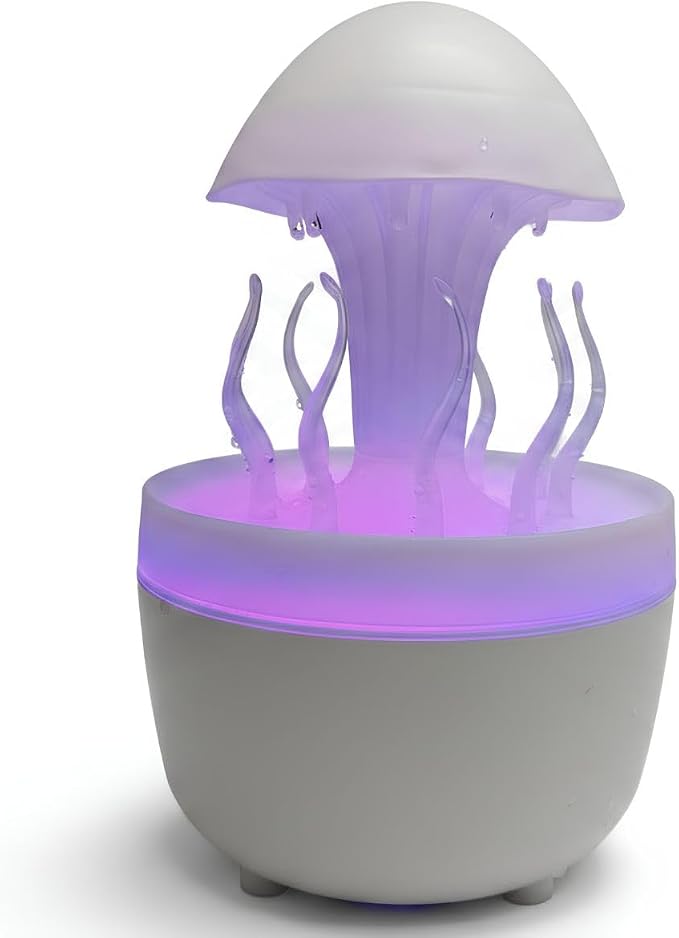 Modern Dome™ Jellyfish Rain Cloud Humidifier | 300ml Aroma Diffuser with 7-Color RGB LED Night Light, Whisper-Quiet & Auto Shut-Off