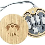 Bamboo Charging Multi - Data Cable Storage Box 60W Fast Charging for Smartphones and Tablets with USB-C Connectivity