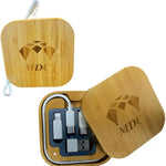 Bamboo Charging Multi - Data Cable Storage Box 60W Fast Charging for Smartphones and Tablets with USB-C Connectivity