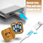 Bamboo Charging Multi - Data Cable Storage Box 60W Fast Charging for Smartphones and Tablets with USB-C Connectivity