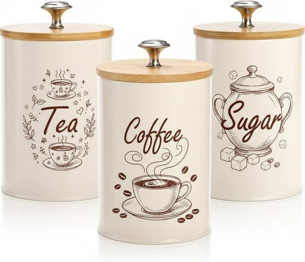Coffee Tea Sugar Canisters Set of 3 | DOME