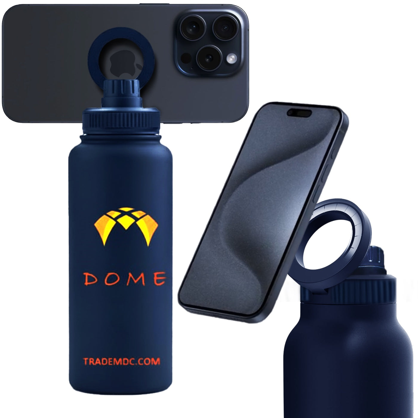 Insulated Water Bottle with Magnetic Phone Holder – Leakproof Stainless Steel Thermos Flask – Hot 12 H/Cold 24 H – Gym, Office & Outdoor Use - 32 oz