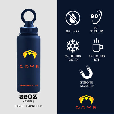 Insulated Water Bottle with Magnetic Phone Holder – Leakproof Stainless Steel Thermos Flask – Hot 12 H/Cold 24 H – Gym, Office & Outdoor Use - 32 oz