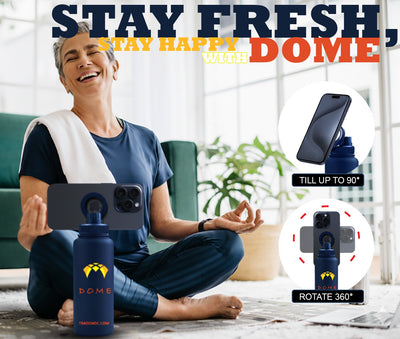 Insulated Water Bottle with Magnetic Phone Holder – Leakproof Stainless Steel Thermos Flask – Hot 12 H/Cold 24 H – Gym, Office & Outdoor Use - 32 oz