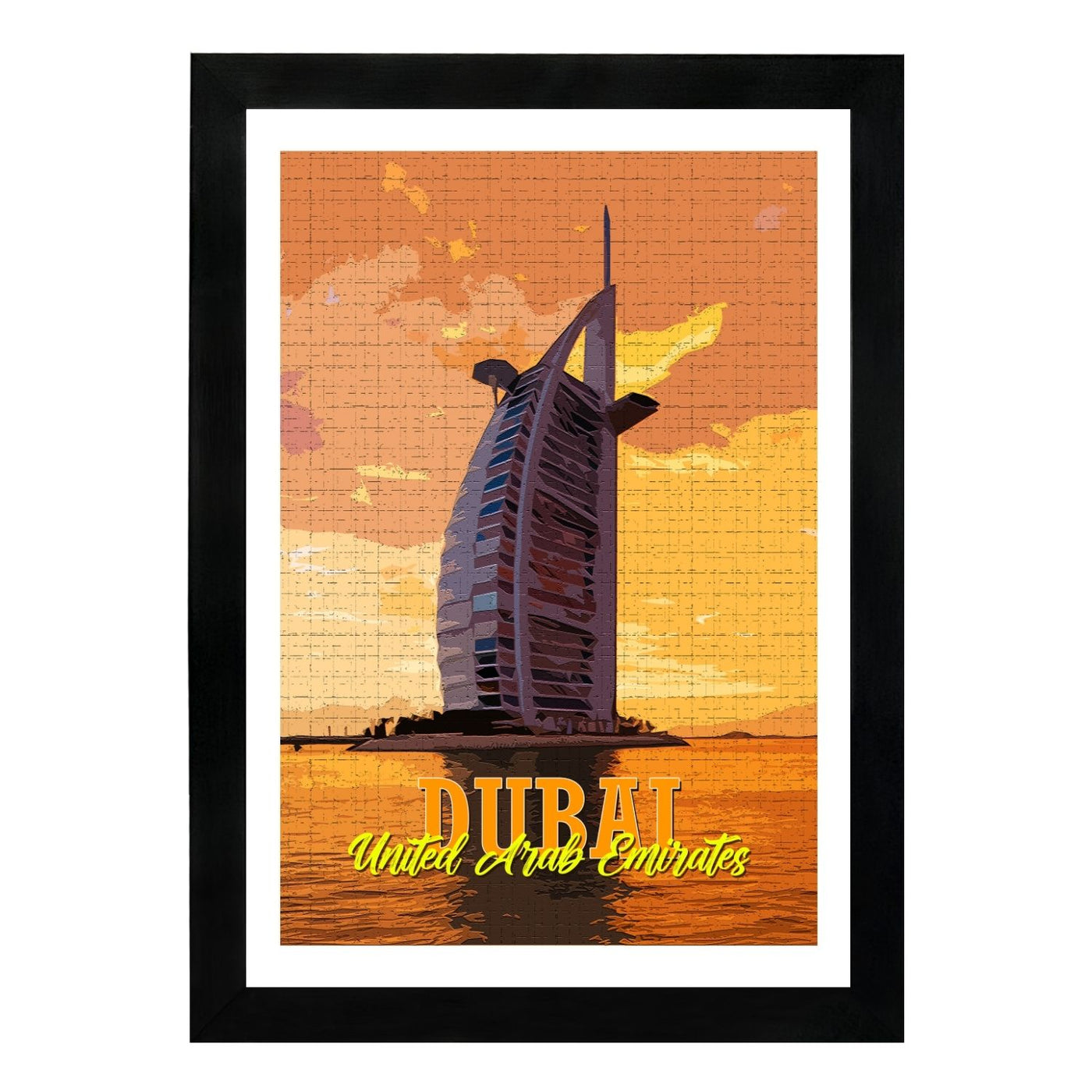 MD Art Collections Old City Posters – Vintage Travel Wall Art Prints, Pick Your Iconic Cities with A4/A3 with Black or Mahogany Wood PVC frame