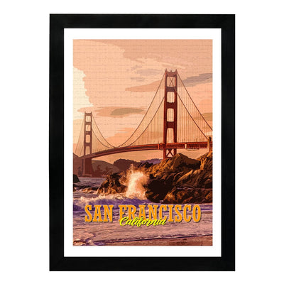MD Art Collections Old City Posters – Vintage Travel Wall Art Prints, Pick Your Iconic Cities with A4/A3 with Black or Mahogany Wood PVC frame