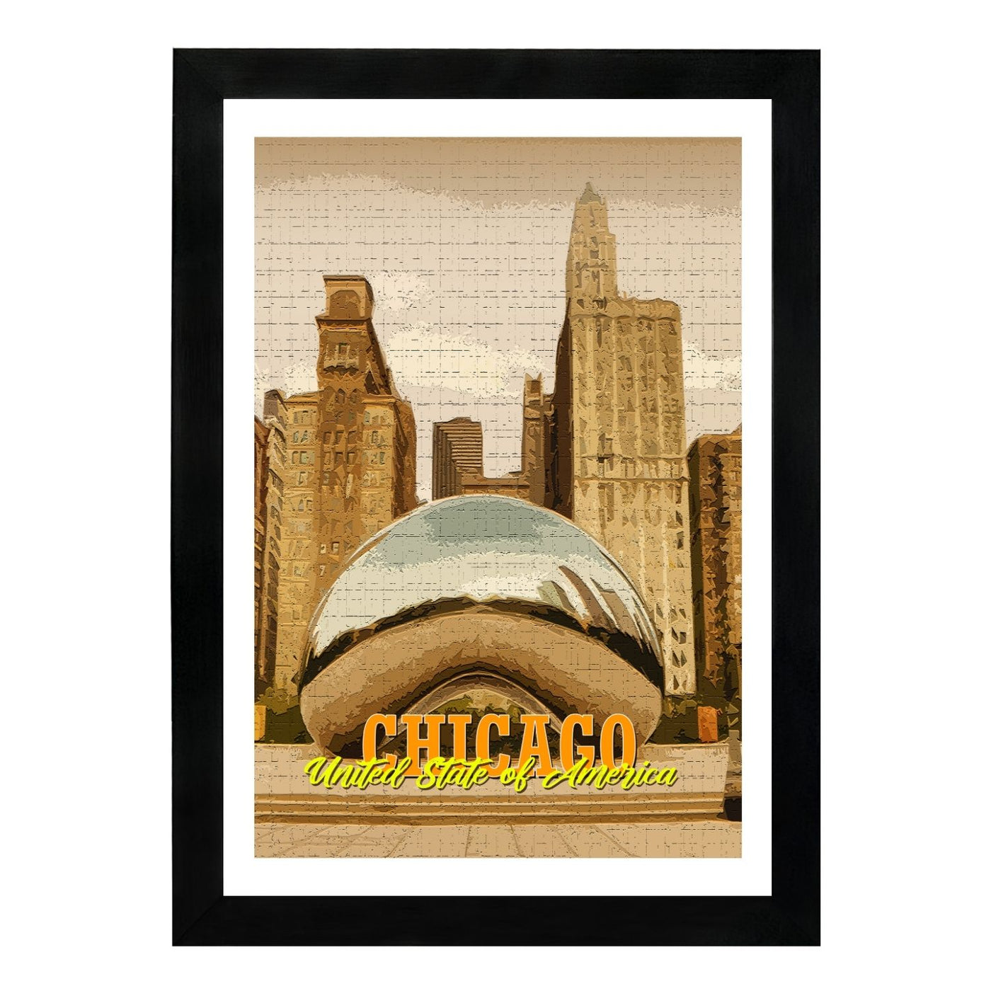 MD Art Collections Old City Posters – Vintage Travel Wall Art Prints, Pick Your Iconic Cities with A4/A3 with Black or Mahogany Wood PVC frame