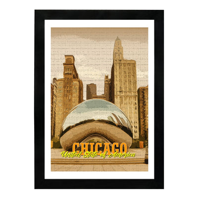 MD Art Collections Old City Posters – Vintage Travel Wall Art Prints, Pick Your Iconic Cities with A4/A3 with Black or Mahogany Wood PVC frame