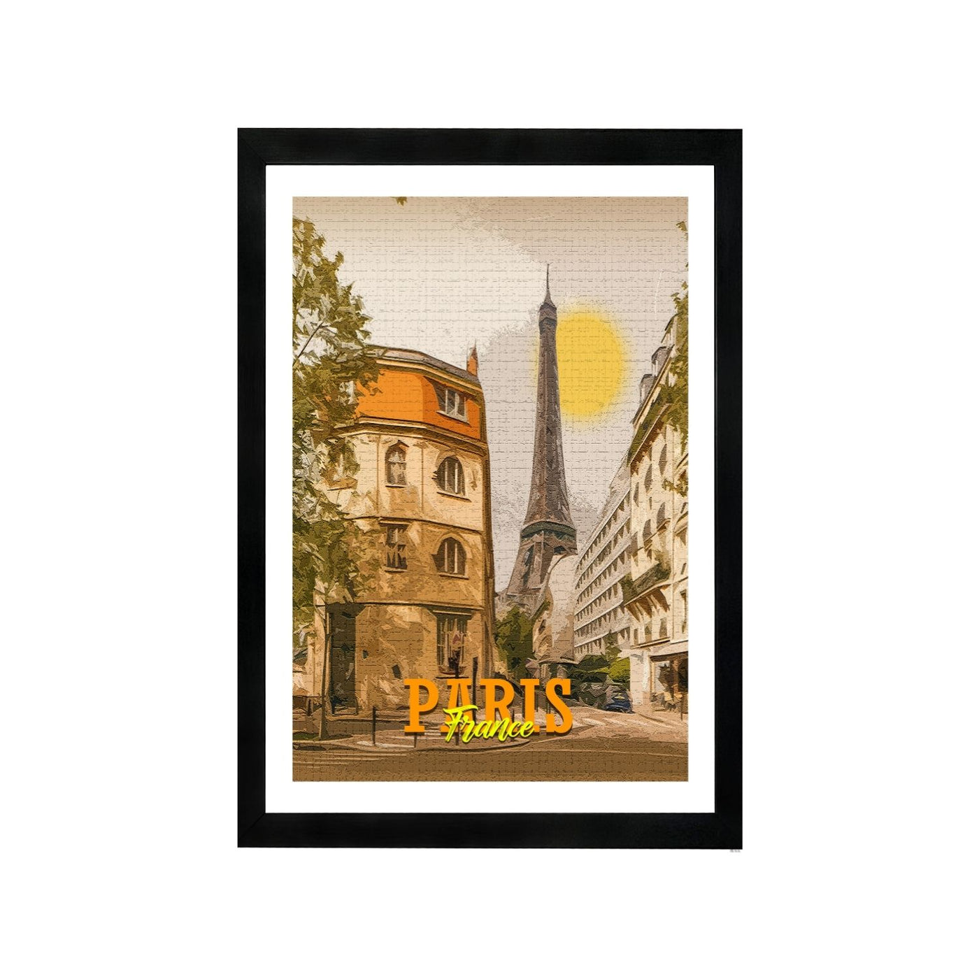 MD Art Collections Old City Posters – Vintage Travel Wall Art Prints, Pick Your Iconic Cities with A4/A3 with Black or Mahogany Wood PVC frame