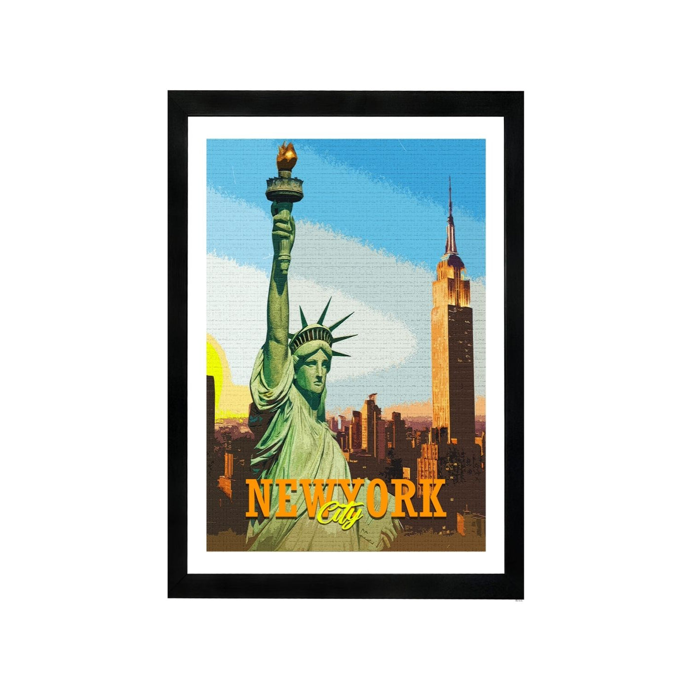 MD Art Collections Old City Posters – Vintage Travel Wall Art Prints, Pick Your Iconic Cities with A4/A3 with Black or Mahogany Wood PVC frame