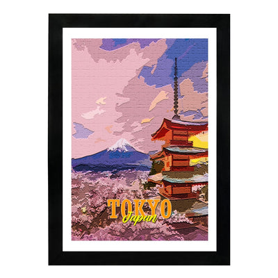 MD Art Collections Old City Posters – Vintage Travel Wall Art Prints, Pick Your Iconic Cities with A4/A3 with Black or Mahogany Wood PVC frame