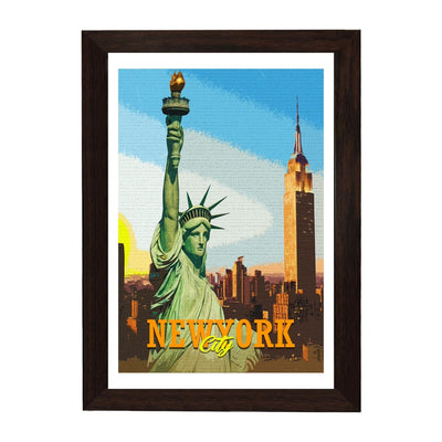 MD Art Collections Old City Posters – Vintage Travel Wall Art Prints, Pick Your Iconic Cities with A4/A3 with Black or Mahogany Wood PVC frame