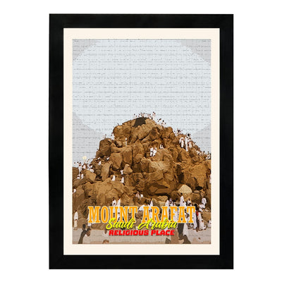 MD Art Collections | Religious Places of Saudi Arabia Wall Art – Mecca, The Grand Mosque, Mount Arafat, Jabal al-Nour, Medina & Diriyah | A4/A3 with Black or Mahogany Wood PVC Frame