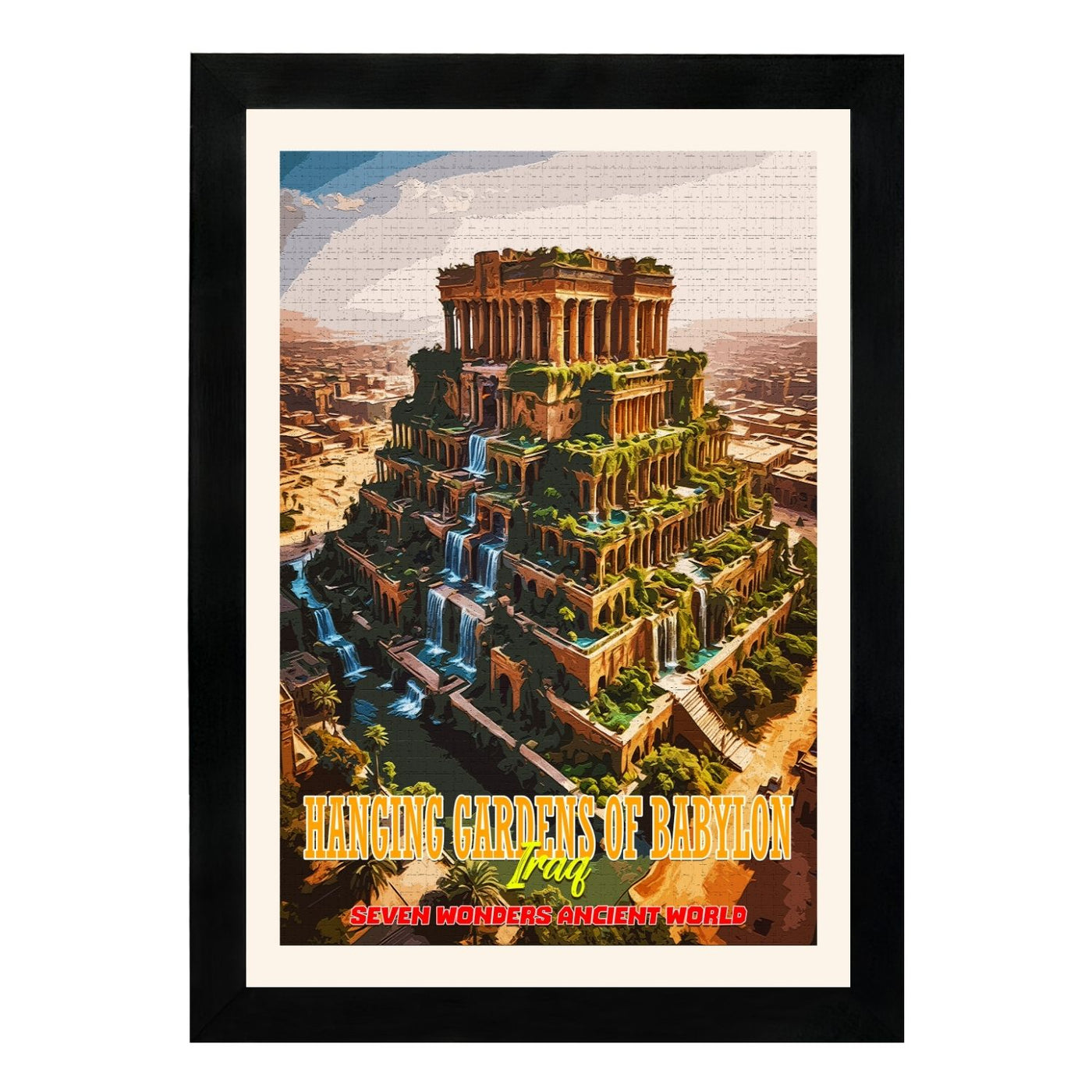 MD Art Collections – Seven Wonders of the Ancient World Wall Art – A4/A3 PVC Frame | Great Pyramid of Giza, Hanging Gardens of Babylon, Statue of Zeus, Temple of Artemis, Mausoleum at Halicarnassus, Colossus of Rhodes, Lighthouse of Alexandria