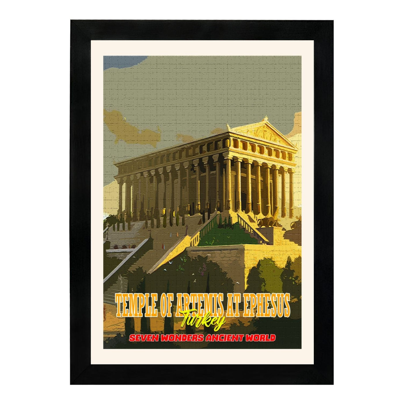 MD Art Collections – Seven Wonders of the Ancient World Wall Art – A4/A3 PVC Frame | Great Pyramid of Giza, Hanging Gardens of Babylon, Statue of Zeus, Temple of Artemis, Mausoleum at Halicarnassus, Colossus of Rhodes, Lighthouse of Alexandria