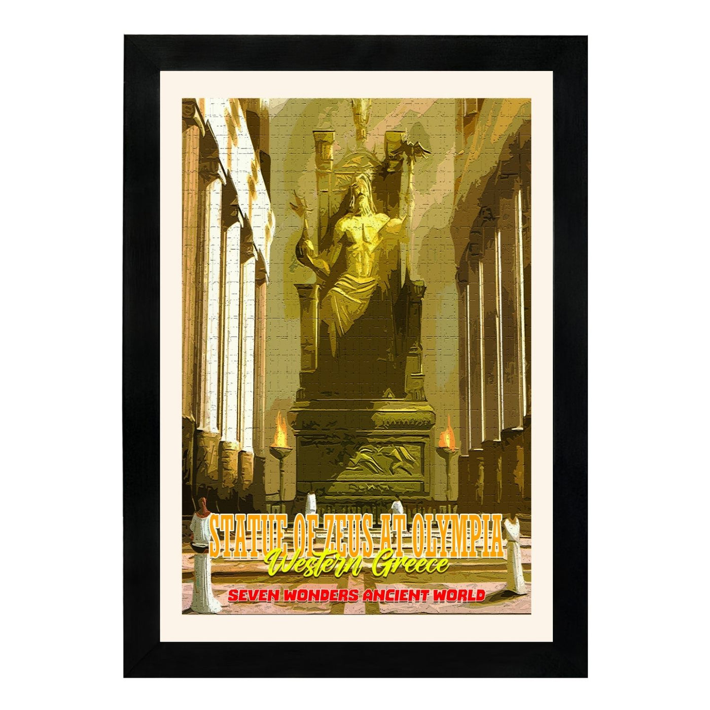 MD Art Collections – Seven Wonders of the Ancient World Wall Art – A4/A3 PVC Frame | Great Pyramid of Giza, Hanging Gardens of Babylon, Statue of Zeus, Temple of Artemis, Mausoleum at Halicarnassus, Colossus of Rhodes, Lighthouse of Alexandria