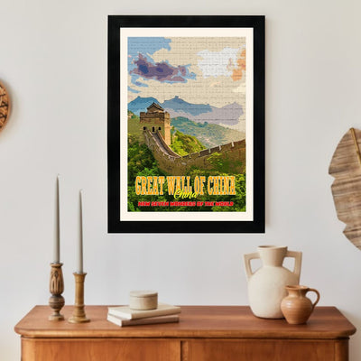 MD Art Collections - New Seven Wonders of the World Wall Art Collection – Great Wall, Petra, Machu Picchu, Chichén Itzá, Colosseum & Taj Mahal | A4/A3 with Black or Mahogany Wood PVC Frame