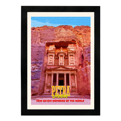 MD Art Collections - New Seven Wonders of the World Wall Art Collection – Great Wall, Petra, Machu Picchu, Chichén Itzá, Colosseum & Taj Mahal | A4/A3 with Black or Mahogany Wood PVC Frame