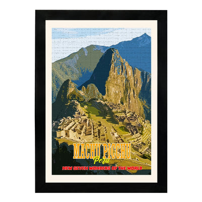 MD Art Collections - New Seven Wonders of the World Wall Art Collection – Great Wall, Petra, Machu Picchu, Chichén Itzá, Colosseum & Taj Mahal | A4/A3 with Black or Mahogany Wood PVC Frame
