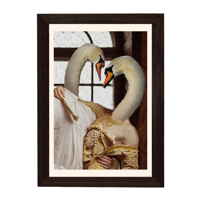 MD Art Collections – Wall Art for Living Room Animals Collection: Swan, Duck, Black Cat, Owl, Seven Cranes, Sika Deer, Swan Green, Bunny & Rabbit, Giraffe (A4/A3 with Black or Mahogany Wood PVC Frames)