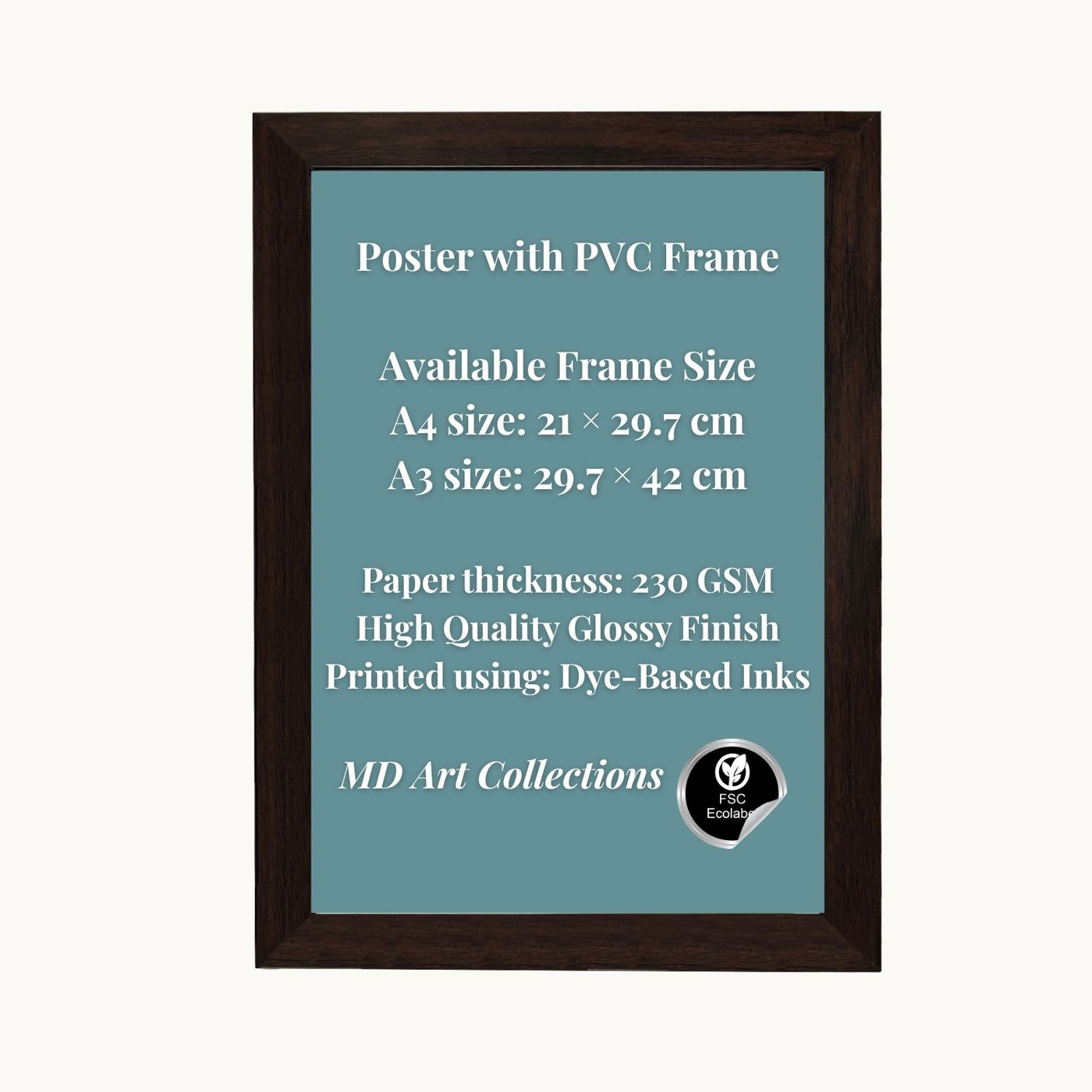 MD Art Collections – Wall Art for Living Room Animals Collection: Swan, Duck, Black Cat, Owl, Seven Cranes, Sika Deer, Swan Green, Bunny & Rabbit, Giraffe (A4/A3 with Black or Mahogany Wood PVC Frames)