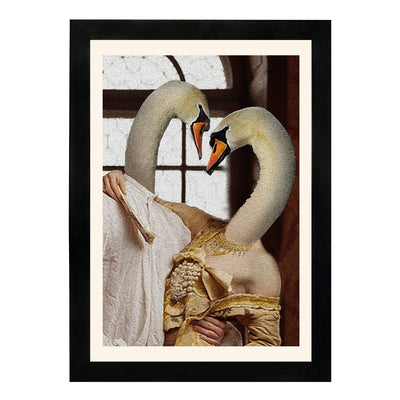 MD Art Collections – Wall Art for Living Room Animals Collection: Swan, Duck, Black Cat, Owl, Seven Cranes, Sika Deer, Swan Green, Bunny & Rabbit, Giraffe (A4/A3 with Black or Mahogany Wood PVC Frames)