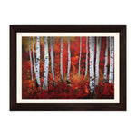 MD Art Collections – Nature Abstract Wall Art | Blue Tree, Lake, White Daisy, White Flower & Red Birch Tree – A3/A4 with Black or Mahogany Wood Frame