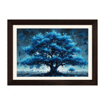 MD Art Collections – Nature Abstract Wall Art | Blue Tree, Lake, White Daisy, White Flower & Red Birch Tree – A3/A4 with Black or Mahogany Wood Frame