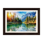 MD Art Collections – Nature Abstract Wall Art | Blue Tree, Lake, White Daisy, White Flower & Red Birch Tree – A3/A4 with Black or Mahogany Wood Frame