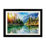 MD Art Collections – Nature Abstract Wall Art | Blue Tree, Lake, White Daisy, White Flower & Red Birch Tree – A3/A4 with Black or Mahogany Wood Frame
