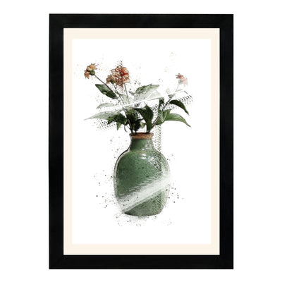 MD Art Collections | Minimalist Abstract Wall Art – Sage Green, Watercolor Green, Beige Flower, Wildflower & Green | A4/A3 Black or Mahogany Wood PVC Frame