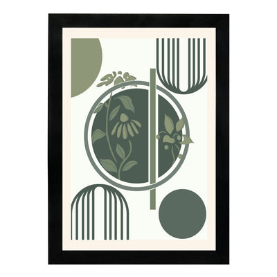 MD Art Collections | Minimalist Abstract Wall Art – Sage Green, Watercolor Green, Beige Flower, Wildflower & Green | A4/A3 Black or Mahogany Wood PVC Frame