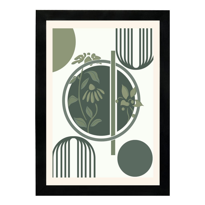 MD Art Collections | Minimalist Abstract Wall Art – Sage Green, Watercolor Green, Beige Flower, Wildflower & Green | A4/A3 Black or Mahogany Wood PVC Frame