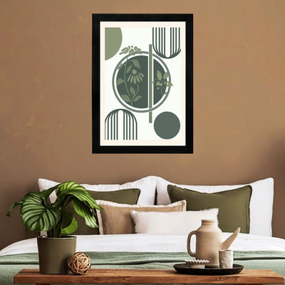 MD Art Collections | Minimalist Abstract Wall Art – Sage Green, Watercolor Green, Beige Flower, Wildflower & Green | A4/A3 Black or Mahogany Wood PVC Frame