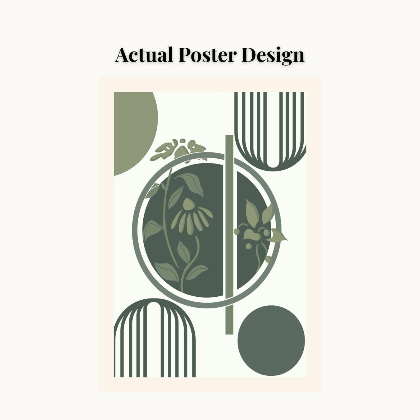 MD Art Collections | Minimalist Abstract Wall Art – Sage Green, Watercolor Green, Beige Flower, Wildflower & Green | A4/A3 Black or Mahogany Wood PVC Frame