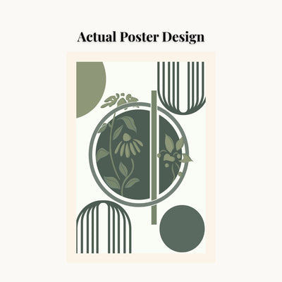 MD Art Collections | Minimalist Abstract Wall Art – Sage Green, Watercolor Green, Beige Flower, Wildflower & Green | A4/A3 Black or Mahogany Wood PVC Frame