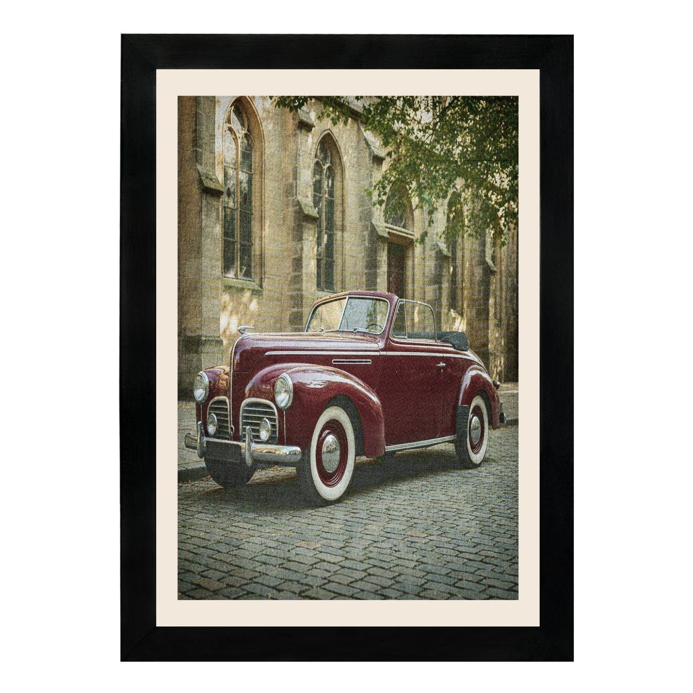 MD Art Collections - Vintage Cars Wall Art – Red, Black & Yellow, Blue, Black, Maroon Classic Car Prints | A4/A3 | PVC Black or Mahogany Wood Frame