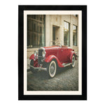 MD Art Collections - Vintage Cars Wall Art – Red, Black & Yellow, Blue, Black, Maroon Classic Car Prints | A4/A3 | PVC Black or Mahogany Wood Frame