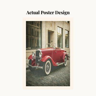 MD Art Collections - Vintage Cars Wall Art – Red, Black & Yellow, Blue, Black, Maroon Classic Car Prints | A4/A3 | PVC Black or Mahogany Wood Frame