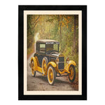 MD Art Collections - Vintage Cars Wall Art – Red, Black & Yellow, Blue, Black, Maroon Classic Car Prints | A4/A3 | PVC Black or Mahogany Wood Frame
