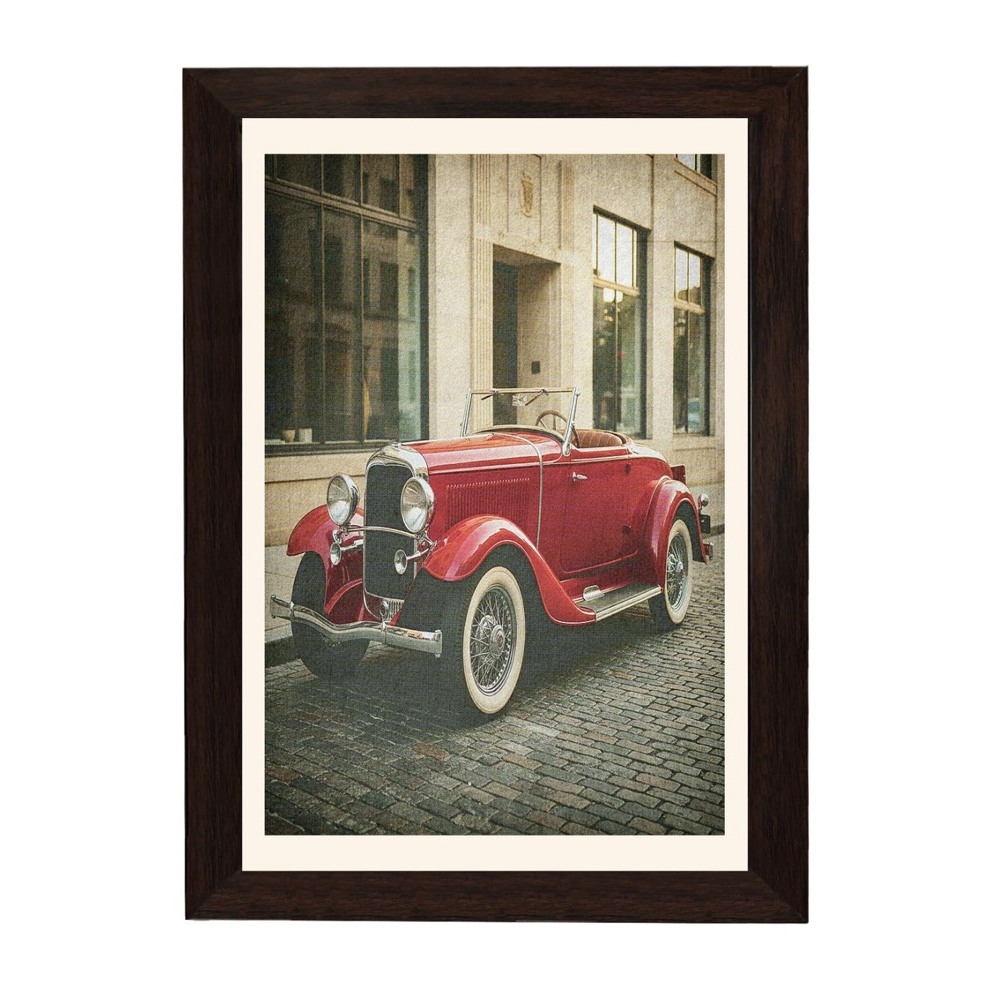 MD Art Collections - Vintage Cars Wall Art – Red, Black & Yellow, Blue, Black, Maroon Classic Car Prints | A4/A3 | PVC Black or Mahogany Wood Frame