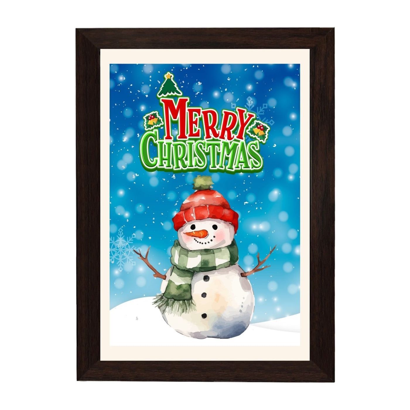 MD Art Collections - Christmas Wall Art Collection – Santa Claus, Christmas Truck, Trees, Snowman, Reindeer, Card & Decorations | A4/A3 | PVC Black or Mahogany Wood Frame
