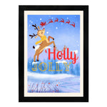 MD Art Collections - Christmas Wall Art Collection – Santa Claus, Christmas Truck, Trees, Snowman, Reindeer, Card & Decorations | A4/A3 | PVC Black or Mahogany Wood Frame