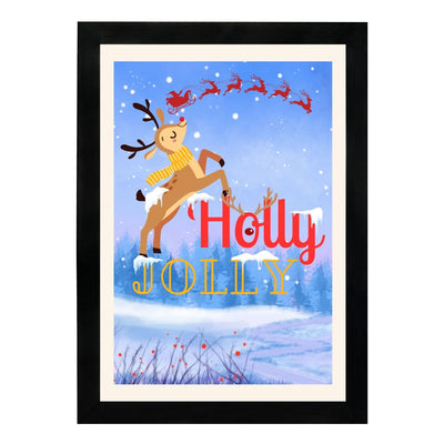 MD Art Collections - Christmas Wall Art Collection – Santa Claus, Christmas Truck, Trees, Snowman, Reindeer, Card & Decorations | A4/A3 | PVC Black or Mahogany Wood Frame