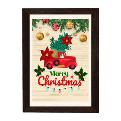 MD Art Collections - Christmas Wall Art Collection – Santa Claus, Christmas Truck, Trees, Snowman, Reindeer, Card & Decorations | A4/A3 | PVC Black or Mahogany Wood Frame
