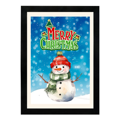 MD Art Collections - Christmas Wall Art Collection – Santa Claus, Christmas Truck, Trees, Snowman, Reindeer, Card & Decorations | A4/A3 | PVC Black or Mahogany Wood Frame