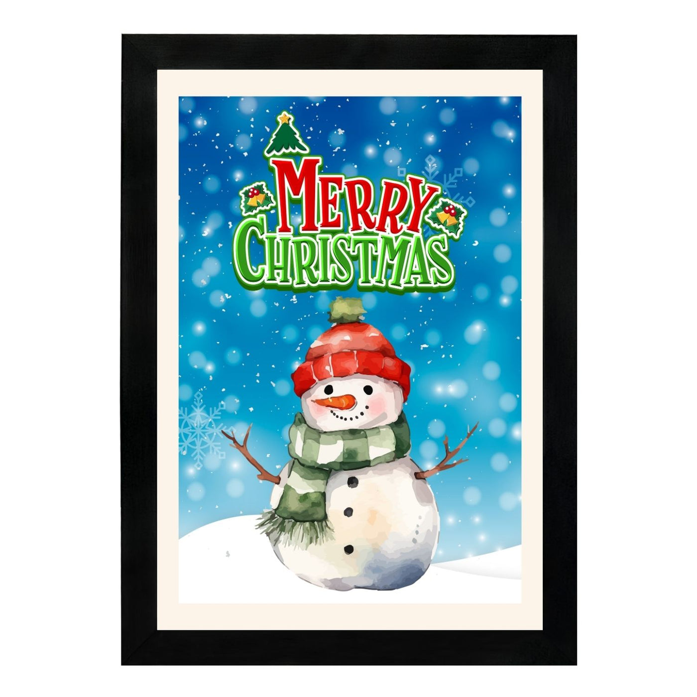 MD Art Collections - Christmas Wall Art Collection – Santa Claus, Christmas Truck, Trees, Snowman, Reindeer, Card & Decorations | A4/A3 | PVC Black or Mahogany Wood Frame