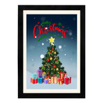 MD Art Collections - Christmas Wall Art Collection – Santa Claus, Christmas Truck, Trees, Snowman, Reindeer, Card & Decorations | A4/A3 | PVC Black or Mahogany Wood Frame