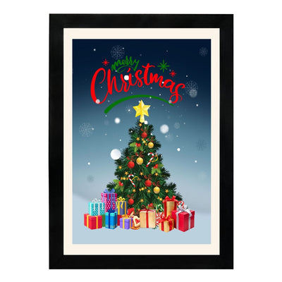 MD Art Collections - Christmas Wall Art Collection – Santa Claus, Christmas Truck, Trees, Snowman, Reindeer, Card & Decorations | A4/A3 | PVC Black or Mahogany Wood Frame