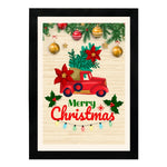 MD Art Collections - Christmas Wall Art Collection – Santa Claus, Christmas Truck, Trees, Snowman, Reindeer, Card & Decorations | A4/A3 | PVC Black or Mahogany Wood Frame